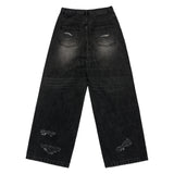 24FW DAMAGE STITCH WASHING DENIM PANTS BLACK