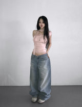 pink lingerie outfit denim pt