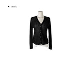 Brun Two-Button See-through Ribbed Knit Cardigan