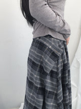 Charcoal Blend Checkered Layered Skirt