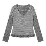 ピッパ ドット ストライプ レイヤード Tシャツ