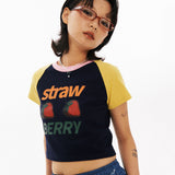 ストロベリーラグランクロップtシャツ