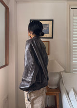 NON COLLAR LEATHER JACKET