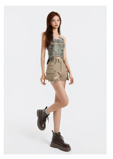 High-Street Cyber-Core Slim-Fit Biker Denim Shorts