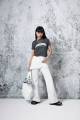 Herringbone Damage Cutting Skirt Pants (INDIGO)