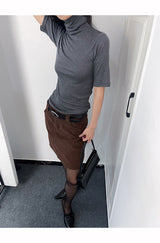 レイチェルタートルネックソフト半袖Tシャツ
