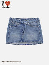 All-match best denim mini skirt