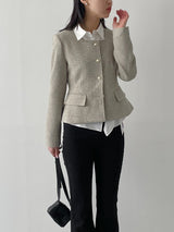 Blossom Square Neck Tweed Short Jacket
