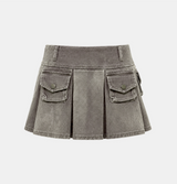 Miley Washed Cargo Pleats Skirt
