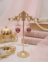 ローズピンクハートアンドリボンピアス