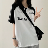 ENLO ツーラインカラーリングカラー半袖Tシャツ
