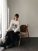  Embossing flare unbal skirt