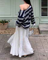[MADE] Coming, striped off shoulder T-shirt