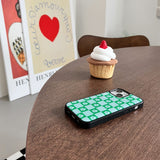 Flower check pattern epoxy bumper case (green)