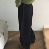 ミンティーローズパッチナッピングワイドデニムパンツ