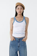 DEEP NECK SLEEVELESS TOP_SKY BLUE-WHITE