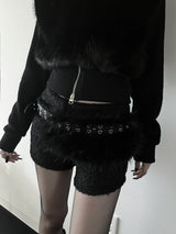 eyelet fur belt (2color)