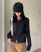 [ORIGINAL] Clue Punch-Detail Long-Sleeve Cardigan