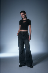 Parachute Washing Wide Denim Pants
