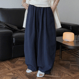 リネンテクスチャーリラックスワイドパンツ