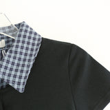 Check collar layered polo shirt 231330477