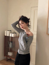 RS Boat Neck Slim Rib Long Sleeve T-shirt (4color)