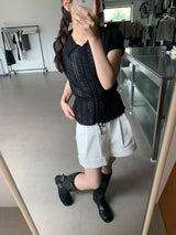 ピンタックロールアップキュロット (3color)