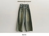[Basic, Long/S~XL] Gus Washing Pintuck Wide Denim Pants