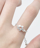 silver flower chain ring