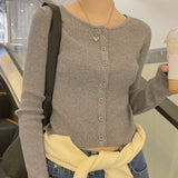 Connie V-neck Round Cropped Cardigan