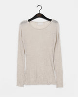 Juren Side Slit Linen Long Sleeve Knitwear