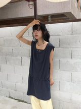 Grine Pigment String Layered Sleeveless One Piece