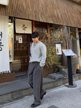 フィットヘンリーネックロングスリーブTシャツ