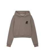 Women's エッセンシャルクロップフーディー - ダークベージュ
