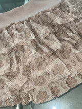 Beige Flower Frill Skirt&Pants