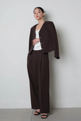Pebble Button Twill Jacket_Brown