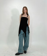 COLOR BLEACH WIDE DENIM PANTS