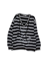 STRIPE V-NECK MTM BLACK