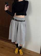 [Unisex] Belted sweat bermuda pants(3color)