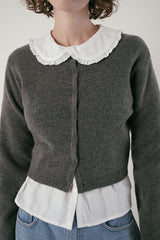 Basic round cardigan_charcoal