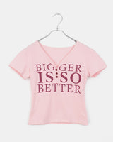 ピュリットレタリングボタンVネック半袖Tシャツ