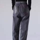 fake leather switching pants