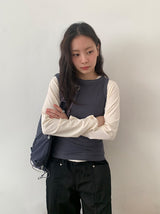 ロヤンカラーラウンドリブタンクトップ