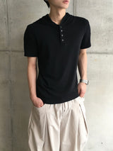 ゴーデ ヘンリーネック フーデッド ショートスリーブ Tシャツ 5カラー