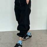 FRONT ZIP CARGO PANTS BLACK