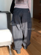 Cats Stripe Balloon Fit Wide Carpenter Pants 