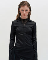 V-Neck Sleek Zip-Up _ DARK GREY