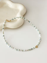 Greeny Green Beads Initials Necklace