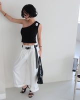 Rose Cosage 3ps Detachable Unbalanced Shoulder Sleeveless