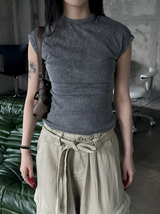 Pigment washing crop t-shirts(4color)